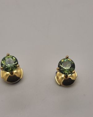 Boucles d’oreilles Or jaune 750 millièmes Grenats démantoïdes